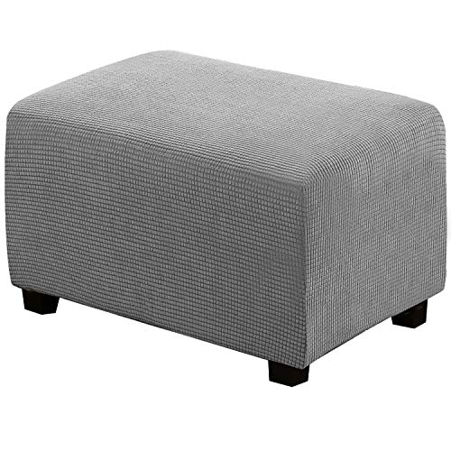 H.VERSAILTEX Ottoman Cover Slipcover Rectangle Fit Length 33"-38" Footrest Sofa Slipcovers Stool Cover Footstool Protector Covers Feature Stretch Thick Soft Jacquard Fabric Removable Washable - Dove - color: Dove, size: Rectangle-X-Large