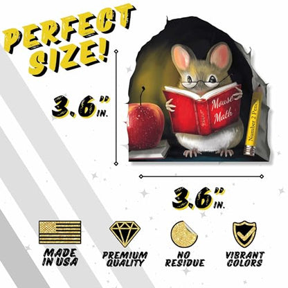 eacher’s Pet Mouse Wall Sticker – Adorable 3D Reading Mouse Décor for Classroom, Kids Room & Book Lover Gift by MICESTERPIECE - style: TeachersPet