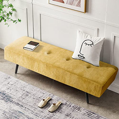 Comfy to go Entryway Bench - Bench for Bedroom, Modern Ottoman End of Bed, Corduroy Padded Benches for Living Room, Foyer, Mudroom, Hallway - 39" L x 14" W x 17" H | Padded Bench for Bedroom, Living Room, Foyer, Mudroom, Hallway, Window, Reading, Footrest