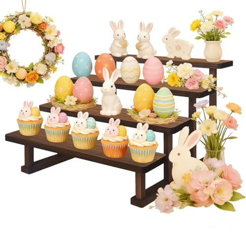 WEWLINE Tired Wooden Spice Rack for Kitchen | 4-tier, countertop, detachable , space saving organizer for cupcake, perfume