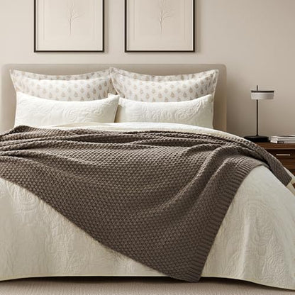 EVERGRACEHOME Chunky Chenille Knit Throw Blanket, 60 x 80, Mocha Brown | Sculpted Moss Stitch, Chic Modern Farmhouse, All-Season Warmth, OEKO-TEX® Certified, Elegant Blanket for Couch, Bed, Sofa - color: Mocha Brown, size: 60" X 80"