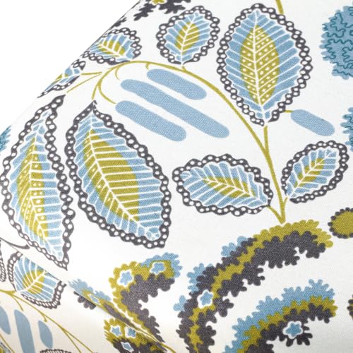 Adeco Colorful Storage Ottoman with Storage, 21" Linen Fabric Ottoman Foot Rest Stool with Hinged Lid with Blue Leaf Pattern, 360 LB Load Capacity, Living Room, Bedroom, Entryway - color: Blue Leaf Pattern