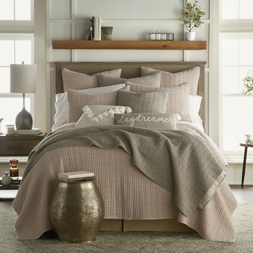 Levtex Home - Mills Waffle - Twin Quilt Set - Blush Cotton Waffle - Quilt Size (68 x 86in.), Sham Size (26 x 20in.) - color: Blush, size: Twin Quilt