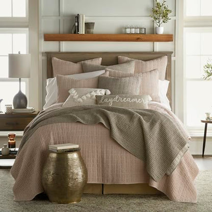 Levtex Home - Mills Waffle - Twin Quilt Set - Blush Cotton Waffle - Quilt Size (68 x 86in.), Sham Size (26 x 20in.) - color: Blush, size: Twin Quilt
