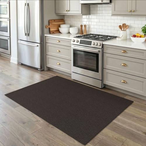 Washable Area Rug, Non Slip Entryway Rug, 4x5 Ft, Taupe/Coffee | Washable Cotton Braided Throw Rug, Non Slip Rubber Dot Backed, For Bedroom, Living Room, Entryway, Kitchen, Foyer - color: Taupe/Coffee, size: 4' x 5' (Rectangular)
