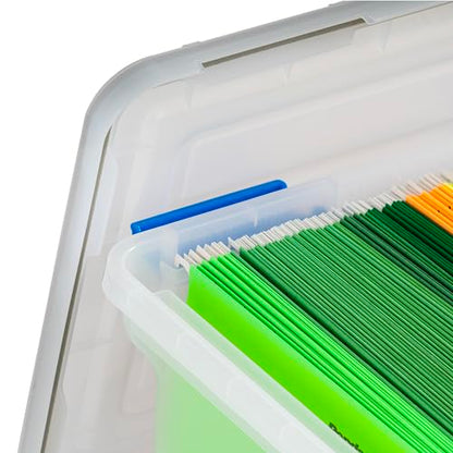IRIS USA WeatherPro File Box Organizer, Letter/Legal, 32 Qt. 3-Pack, Clear | Store letter and legal documents safely with weather-resistant protection and space-saving stackable storage - style: WeatherPro (Blue) - 3 Pack