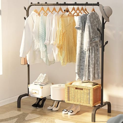 Space-Saving Laundry Drying Rack, Apartment & Dorm Clothes Organizer Stand, Reinforced Iron-PP Frame & Bottom Shelves Black - color: Black