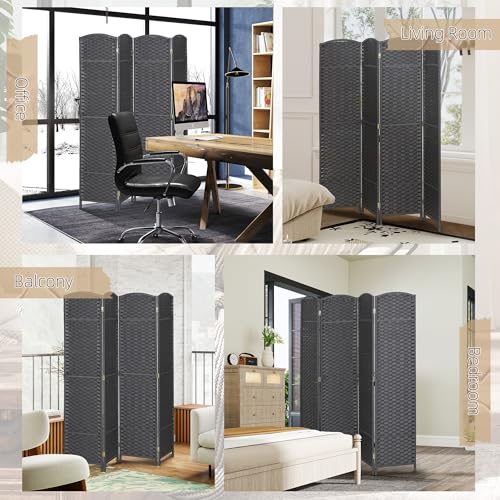 HOMCOM Room Divider 4 Panel Folding Privacy Screen 5.6' Tall Beige | Freestanding Partition, Home Office, Bedroom - color: Charcoal Gray, size: 4 Panel