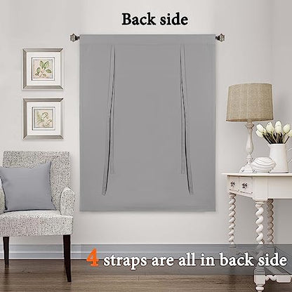 H.VERSAILTEX Blackout Tie Up Curtain Thermal Insulated Curtain Bathroom Curtains Dove Gray Tie Up Shade for Small Window (Rod Pocket Panel, 42 inches W x 63 inches L, Set of 1) - color: Dove Gray