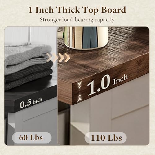 AODK 39" Tall Farmhouse 4 Drawer Dresser for Bedroom, Walnut & White | Engineered Wood, Chest of Drawers with Metal Handle, Modern Storage Cabinet and Organizers for Closet, Living Room, Entryway