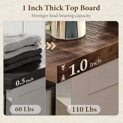 AODK 39" Tall Farmhouse 4 Drawer Dresser for Bedroom, Walnut & White | Engineered Wood, Chest of Drawers with Metal Handle, Modern Storage Cabinet and Organizers for Closet, Living Room, Entryway