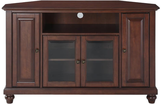 Crosley Furniture Cambridge Corner TV Stand for 50+ inch TVs, Entertainment Center with Storage Shelves, Vintage Mahogany