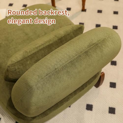 Upholstered Armless Accent Chair for Living Room, Modern Comfy Living Room Chairs with Wooden Legs & Pillows, Lounge Sofa Side Chair for Bedroom Reading (Olive Green, 1) - color: Olive Green