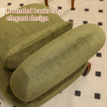 Upholstered Armless Accent Chair for Living Room, Modern Comfy Living Room Chairs with Wooden Legs & Pillows, Lounge Sofa Side Chair for Bedroom Reading (Olive Green, 1) - color: Olive Green