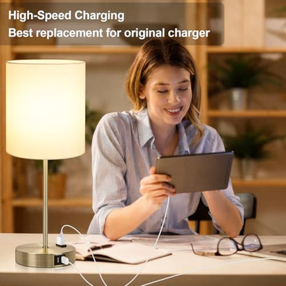 Lynnoland Set of 2 Touch Control Table Lamps with 2 USB & AC Outlet, 3-Way Dimmable Bedside Nightstand Lamps for Bedroom Living Room Nursery, 800 Lumens 3000K Warmlight Bulbs Included - color: (2 Pack)White & Brass(Base)-3000K Bulbs Included