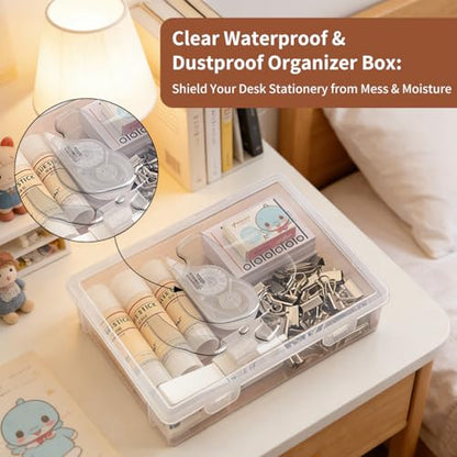 Clear Plastic Storage Box Rectangular Craft Organizer 4 Pcs | 9x6.7x2 Inch Container With Flap Lid, Art Supply Divider Case For Beads Pencils Notebooks Ornaments Accessories