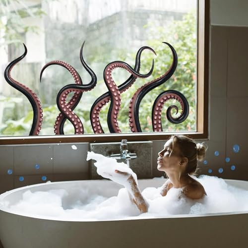 Octopus Wall Decals Octopus Tentacles Vinyl Wall Sticker Sea Animal Theme Wall Art Sticker for Bathroom Kids Room Bedroom Nursery Door Decor - style: Tentacle