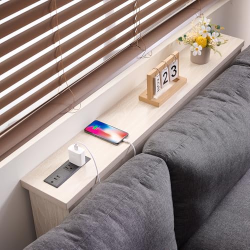 Console Table with Power Outlet and USB Port, 47" Long Behind Couch Table with Charging Station, Narrow Sofa Table for Entryway, Living Room, Foyer, Hallway, White Oak Grey - color: White Oak Grey