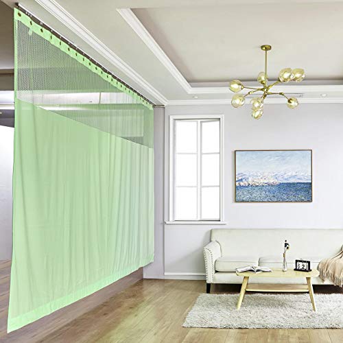 TWOPAGES 8ft Wide x 8ft Tall Flame Retardant Divider Curtains Privacy Cubicle Curtain with Grommet Top (1 Panel,Green) - color: Green, size: 96"W x 96"L (Pack of 1)