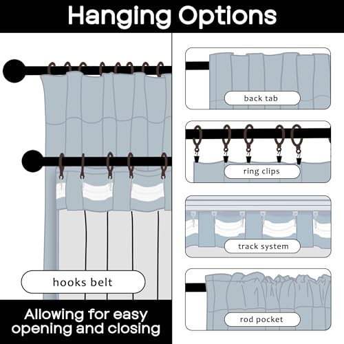 Sky Blue Pleated Blackout Curtains 96 Inch Long 2 Panel Set, Heavy Linen Lined Back Tab 100% Black Out Nursery Curtains Boy, Light Blue - color: Light Blue, size: 50"W x 96"L (Pack of 2)
