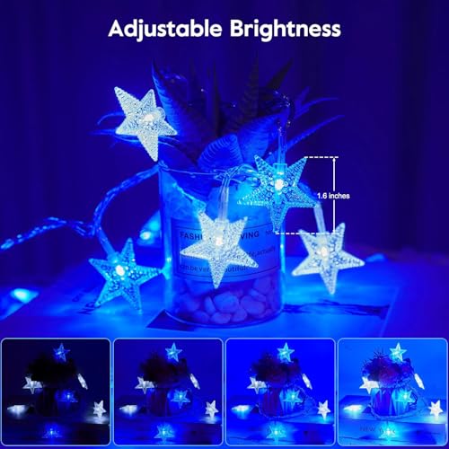 Minetom Star String Lights - color: Blue - 33ft