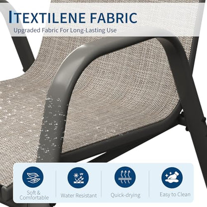 Garvee Patio Chairs Set of 4, Stackable Chairs with High Back for Backyard | All-Weather Outdoor Dining Chairs with Textilene Fabric (Brown) - color: Brown