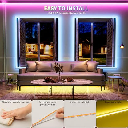 PAUTIX 5V USB RGB COB LED Strip Light 4.92ft/1.5m Color Changing Strip Lights,TV Backlight Multicolor Flexible Under Cabinet Tape Lights with Bluetooth Control for Bedroom,Kitchen,Home DIY Lighting - color: RGB (Red, Green, Blue)
