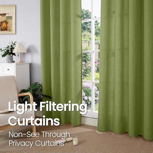 BGment Curtains 54 Inch Length 2 Panels Set for Bedroom, Grommet Thick Linen Look Burlap Textured Light Filtering Privacy Window Drapes for Farmhouse Living Room, 42 x 54 Inch, Olive Green - color: Olive Green, size: 42"W x 54"L (Pack of 2)