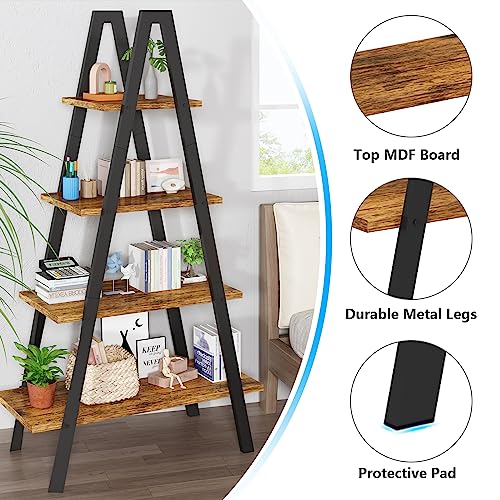 4-Tier Industrial Bookshelf with Metal Frame by Recaceik - For Home Office and Living Room