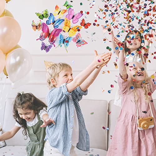OPSEAM 3D Butterfly Wall Decor Butterfly Decorations Stickers with Magnets | 24 PCS Colorful,12 Styles Double Layer Butterfly for Classroom Decoration,Locker Refrigerator, Reusable,Waterproof - color: Colorful
