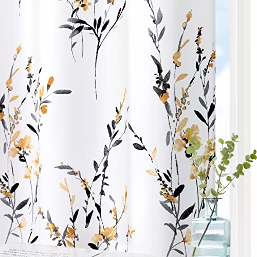 MYSKY HOME Yellow Floral Curtains for Living Room 84 Inch Length 2 Panels | Thermal Insulated Room Darkening Window Treatment for Bathroom Living Room Bedroom, Each Panel 52" W, Set of 2, Grommet - color: B-yellow, size: 52"W x 84"L (Pack of 2)