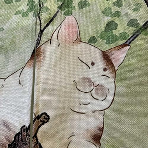 Ofat Home Cat on Tree Japanese Noren Doorway Curtain,Closet Curtain, Custom Panel Curtain Wall Tapestry Hanging Window Noren, 85x150cm - color: Cat on Tree