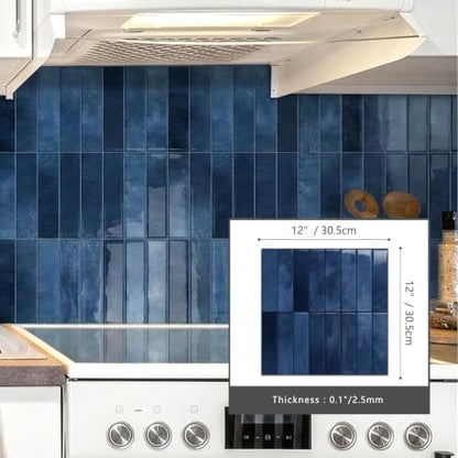 10 Sheets Upgraded Thicker Design Subway Tile Peel and Stick Backsplash | 12”×12”Self Adhesive Wall Tiles Stick on Back Splash for Kitchen,Bathroom,Camper(Blue) - color: Blue