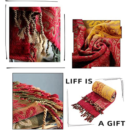 Boho Throw Blanket, Chenille Jacquard Tassels Throw Blankets for Bed Couch Soft Chair， Bohemian Fringe Tassels (Red, Large 86 * 102Inches) - color: Red, size: Large (86 x 102 in)