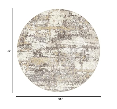 8ft Round Rug, Circle Area Rugs for Living Room, Gold Brown | Abstract Washable Rug Modern Large Soft Stain Resistant Non Slip Backing for Bedroom Dining Room Office Home Decor - color: Gold Brown, size: 8' (Round)