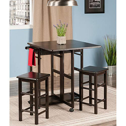 Winsome Suzanne Kitchen Table Set with Stools, Coffee, 33" | Convenient Sturdy Mobile Kitchen & Dining Room Table & Chairs with Storage for Small Spaces, Dorms, Apartments - color: Coffee Finish