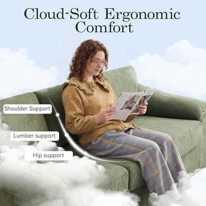 Boneless Single Sofa Chair, Modern Cloud Accent Chair, Comfy Deep Seat Couch for Living Room, Bedroom, Apartment, Small Space, No Assembly, Green - color: Green, size: Single Sofa