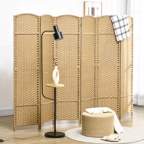 HOMCOM Room Divider 6 Panel Folding Privacy Screen 5.6' Tall Nature Wood | Freestanding Partition, Home Office, Bedroom - color: Natural, size: 6 Panel