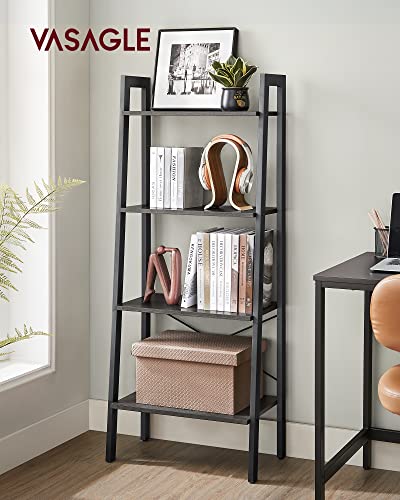 VASAGLE BARNET Collection - Ladder Shelf, Bookshelf, Storage Rack, Modern Bookcase for Living Room Home Office Kitchen, Steel Frame, 4-Tier, 22-Inch Wide, Charcoal Gray and Ink Black ULLS044B04 - color: Charcoal Gray + Ink Black, size: 4 Tiers (22"W), sty