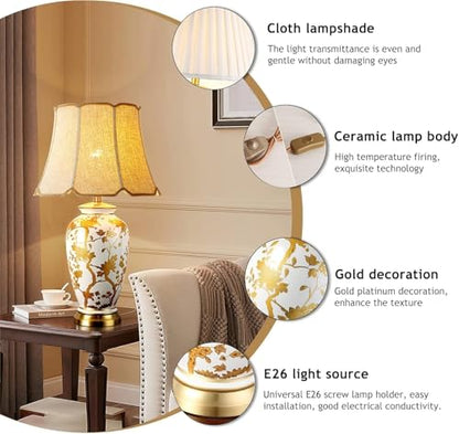 Ceramic Table Lamp for Desk and Bedside Living Room Home Office Decor Modern Minimalist Accent Lighting Study