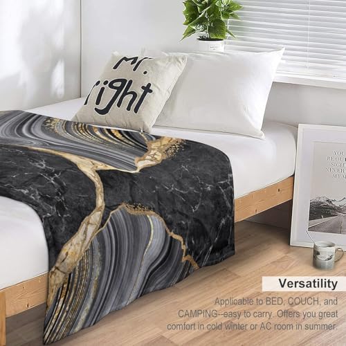 Black Gold Marble Throw Blanket Modern Abstract Art Pattern Soft Lightweight Warm Plush Blankets for Sofa Bedroom 60"x80" - color: Marble-4, size: 60"x80"