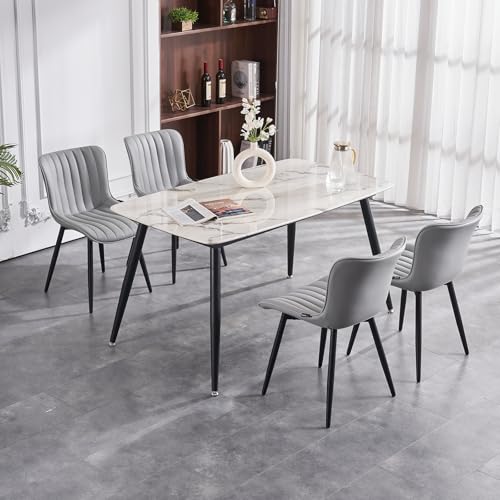 YOUNUOKE Dining Chairs Set of 2 Mid-Century Modern Kitchen Chairs Grey | Faux leather upholstered with Back, fits dining living waiting room guest reception. Waterproof easy to clean assemble, 300lb - color: Grey