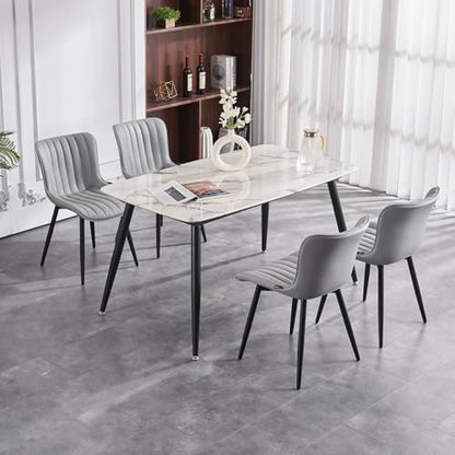 YOUNUOKE Dining Chairs Set of 2 Mid-Century Modern Kitchen Chairs Grey | Faux leather upholstered with Back, fits dining living waiting room guest reception. Waterproof easy to clean assemble, 300lb - color: Grey
