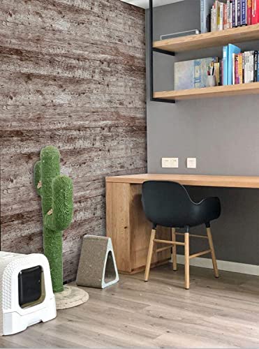 Wallpaper 118"x17.7" Wood Peel and Stick Wallpaper Thicken Dark Grey Brown Wood Wallpaper Wood Contact Paper Brown Gray Wood Plank Removable Rustic Wood Grain Self Adhesive Texture Vinyl Roll - color: Grey Brown-2, size: 17.7" x 118"