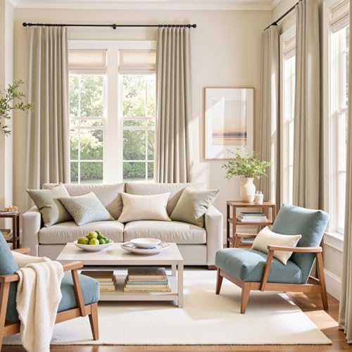 Extra Long Beige Velvet Curtains Rod Pocket 42×108 Inch 2 Panels | Soft Velvet, Room Darkening, For Tall Windows & High Ceilings, Light Shifting Texture, Elegant Drape, Cozy - color: R | Beige, size: 42"W x 108"L (Pack of 2)