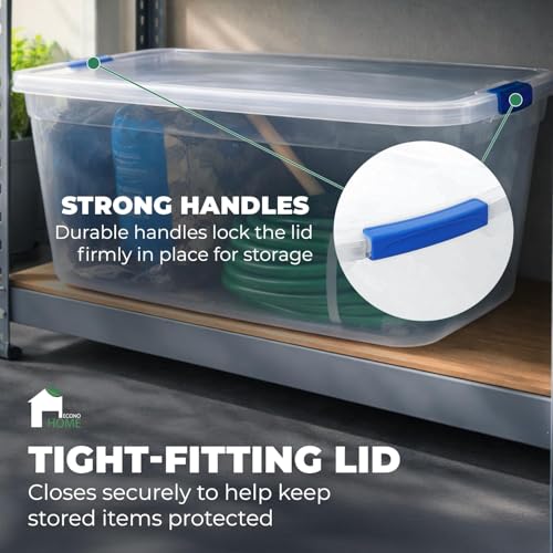 EconoHome Clear Storage Box - 95 Qt/24 Gallon Clear Plastic Storage Bins with Lids 4 Pack - Lidded Stackable Organizer Bins for Organization - Heavy-Duty Tote for Organizing at Home, Office, or Garage