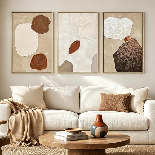 Large Beige Wall Art 24x36 Inch Neutral Earth Tone Clay | Brown Texture Paintings Artwork for Walls,living room Modern Minimalist Decor for Hallway Office Wall Decor - color: Grey Brown