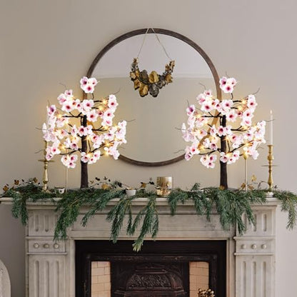 24IN Lighted Cherry Blossom Tree 24 Warm White LED Tabletop Artifical Bonsai Tree with Timer Battery Operated for Wedding Party Spring Christmas Home Indoor Japanese Room Decor - size: 24 INCH