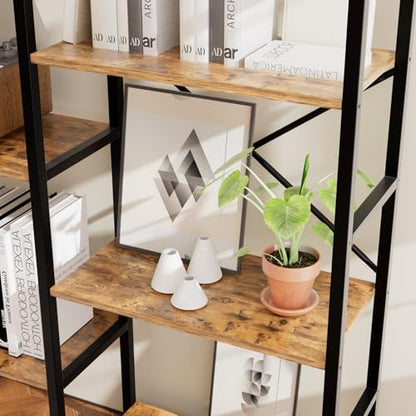 GRUSIGN Triple 4 Tier Book Shelf, Modern Bookcase Shelf, Freestanding Large Display Shelves for Living Room/Office/Garage, Stable Large Bookshelf with Storage for Books/LEGO/Plants, Rustic Brown - color: Brown
