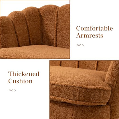 Chifee & Vingol Upholstered Small Loveseat for Small Space with Golden Legs,Caramel - color: Boucle-caramel
